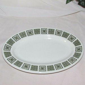 Vintage Oval Serving Platter Maddock Empire Crockery England Green Hotel Ware